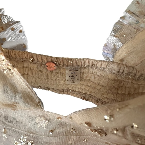 Free People One Sosha Party Top in Gold Retail $98 NWOT Medium - Picture 5 of 5